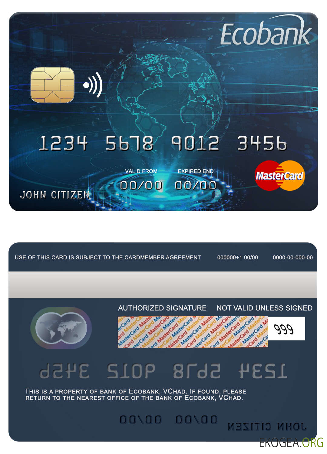 Carte Mastercard de la banque Ecobank Tchad